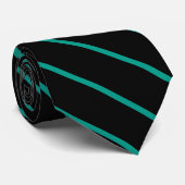 Dunne blauwe diagonale strepen op zwarte achtergro stropdas (Opgerold)