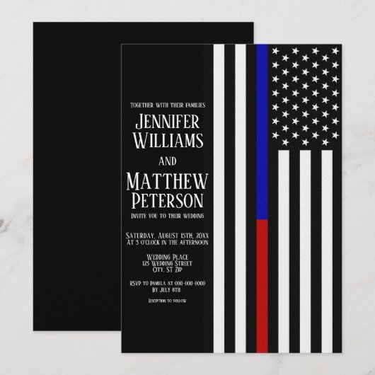 Dunne blauwe en rode lijnvlag kaart (Voorkant / Achterkant)