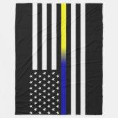 Dunne blauwe/gele lijnvlag fleece deken (Voorkant)