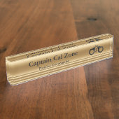 Dunne blauwe lijn - 24 Karat Gold-look Naambordje (Zijkant)