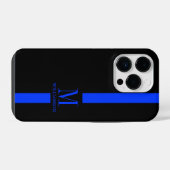 Dunne Blauwe Lijn Aangepast Monogram iPhone Hoesje (Achterkant horizontaal)