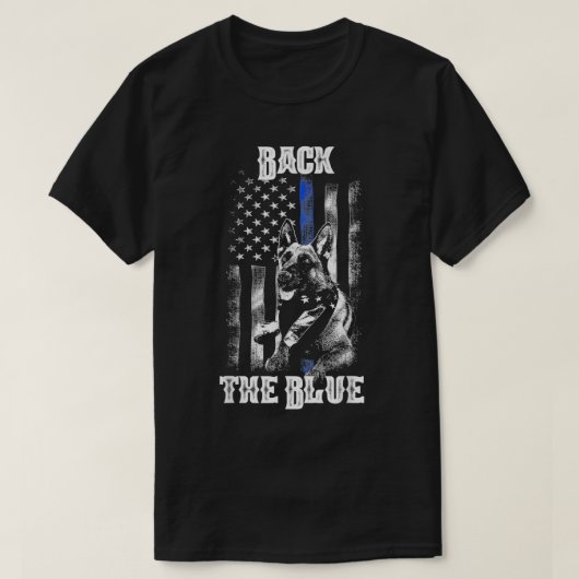 Dunne blauwe lijn achteraan de blauwe K9-vlag poli T-shirt (Design voorkant)