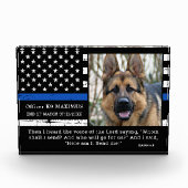 Dunne Blauwe Lijn Agent Politiehond K9 Memorial Fotoblokken (Voorkant)