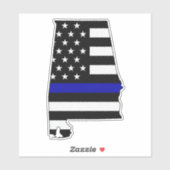 Dunne blauwe lijn Alabama vlag Sticker (Vel)