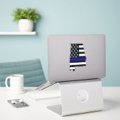 Dunne blauwe lijn Alabama vlag Sticker (Laptop op bureau)