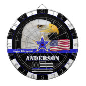 Dunne Blauwe Lijn & Amerikaanse Vlag darts, politi Dartbord (Voorkant)
