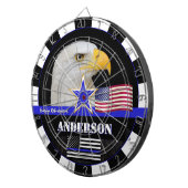 Dunne Blauwe Lijn & Amerikaanse Vlag darts, politi Dartbord (Voorkant Rechts)