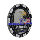 Dunne Blauwe Lijn & Amerikaanse Vlag darts, politi Dartbord (Voorkant Links)