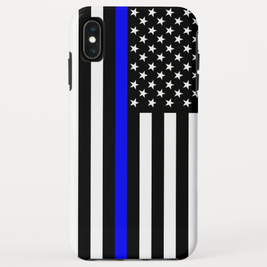 Dunne Blauwe Lijn Amerikaanse Vlag Decoratie Case-Mate iPhone Case (Achterkant)