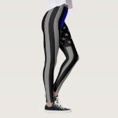 Dunne blauwe lijn Amerikaanse vlag grafische modus Leggings (Rechts)