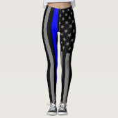 Dunne blauwe lijn Amerikaanse vlag grafische modus Leggings (Voorkant)
