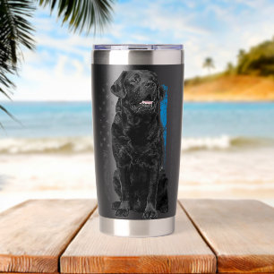 Dunne Blauwe Lijn Amerikaanse Vlag Labrador Retrie Geïsoleerde Drinkbeker
