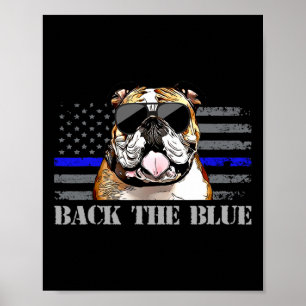Dunne blauwe lijn Amerikaanse vlag politiehond Poster