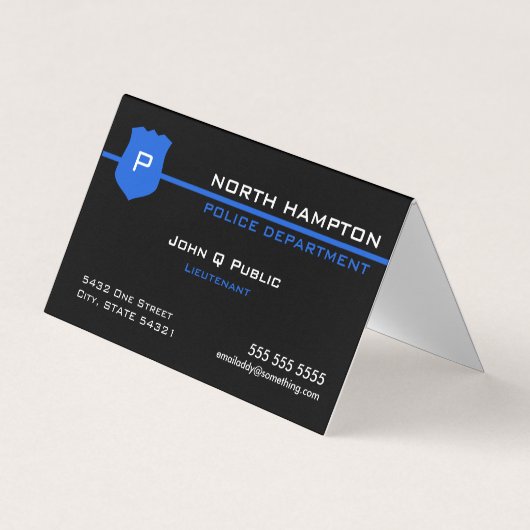 Dunne blauwe lijn Amerikaanse vlag QR-code Visitekaartje (Voorkant)