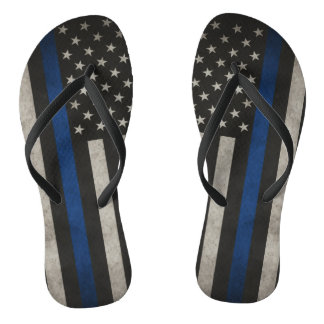 Dunne blauwe lijn Amerikaanse vlag Teenslippers