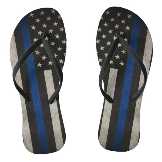 Dunne blauwe lijn Amerikaanse vlag Teenslippers (Voetbed)