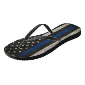 Dunne blauwe lijn Amerikaanse vlag Teenslippers (Schuin)