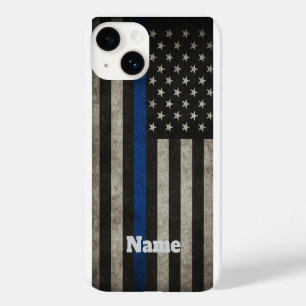 Dunne Blauwe Lijn Amerikaanse Vlag Telefoonhoes me Case-Mate iPhone 14 Hoesje