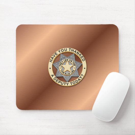 Dunne Blauwe Lijn Badge Muismat (Met muis)