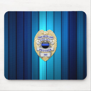 Dunne Blauwe Lijn Badge Muismat
