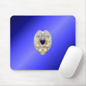 Dunne Blauwe Lijn Badge Muismat (Met muis)