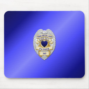 Dunne Blauwe Lijn Badge Muismat