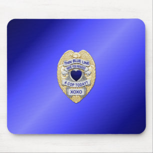 Dunne Blauwe Lijn Badge Muismat