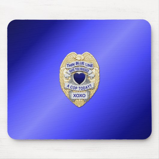 Dunne Blauwe Lijn Badge Muismat (Voorkant)