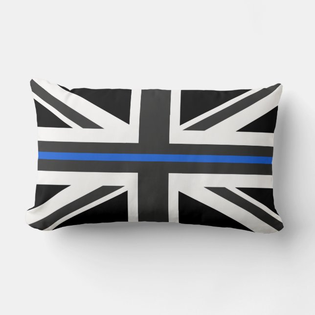Dunne Blauwe Lijn Britse vlag Kussen (Voorkant)