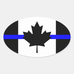 Dunne blauwe lijn - Canada versie Ovale Sticker