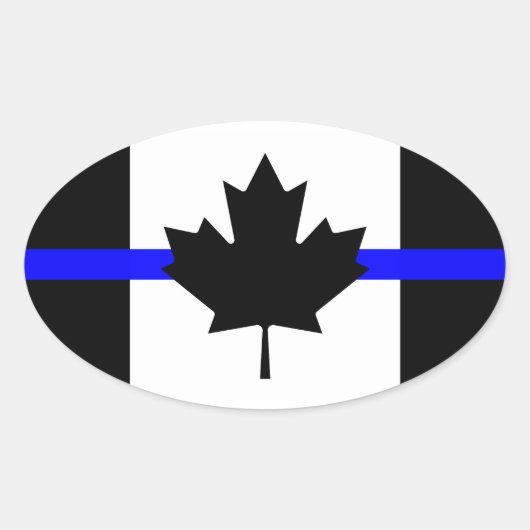 Dunne blauwe lijn - Canada versie Ovale Sticker (Voorkant)