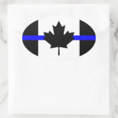 Dunne blauwe lijn - Canada versie Ovale Sticker (Tas)