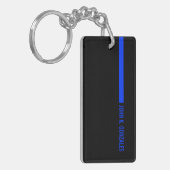Dunne Blauwe Lijn die met een Tekst of een Naam va Sleutelhanger (Voorkant Links)