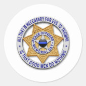 Dunne blauwe lijn één-van-een-soort klassieke rond ronde sticker (Voorkant)