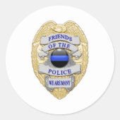 Dunne blauwe lijn één-van-een-soort klassieke rond ronde sticker (Voorkant)