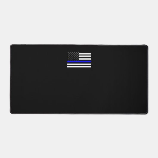 Dunne blauwe lijn en Amerikaanse vlag Bureaumat (Voorkant)