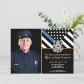 Dunne Blauwe Lijn Foto Pensioenfeest Kaart (Staand voorkant)