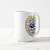 Dunne blauwe lijn - gekleed op de broederkap koffiemok (Voorkant rechts)