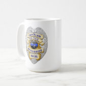 Dunne blauwe lijn - gekleed op de broederkap koffiemok (Voorkant links)