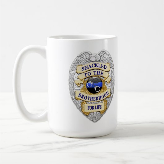 Dunne blauwe lijn - gekleed op de broederkap koffiemok (Links)