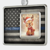 Dunne Blauwe Lijn Geschenklijst Ornament (Links)