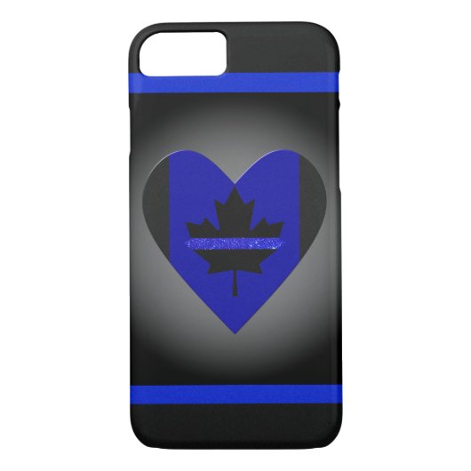Dunne blauwe lijn Glitter Heart-vlag Case-Mate iPhone Case (Achterkant)
