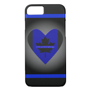 Dunne blauwe lijn Glitter Heart-vlag iPhone 8/7 Hoesje