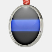 Dunne blauwe lijn gloeiende Button Metalen Ornament (Links)