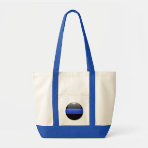 Dunne Blauwe Lijn - Glowende Knop Tote Bag