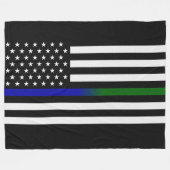 Dunne blauwe lijn/groene lijn vlag fleece deken (Voorkant (Horizontaal))