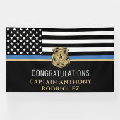 Dunne Blauwe Lijn Handhaving Politie Pensioen Spandoek (Horizontaal)