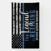 Dunne Blauwe Lijn Handhaving Politie Pensioen Spandoek (Verticaal)