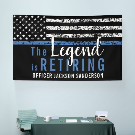 Dunne Blauwe Lijn Handhaving Politie Pensioen Spandoek (Beurs)