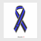 Dunne blauwe lijn hart lint sticker (Vel)